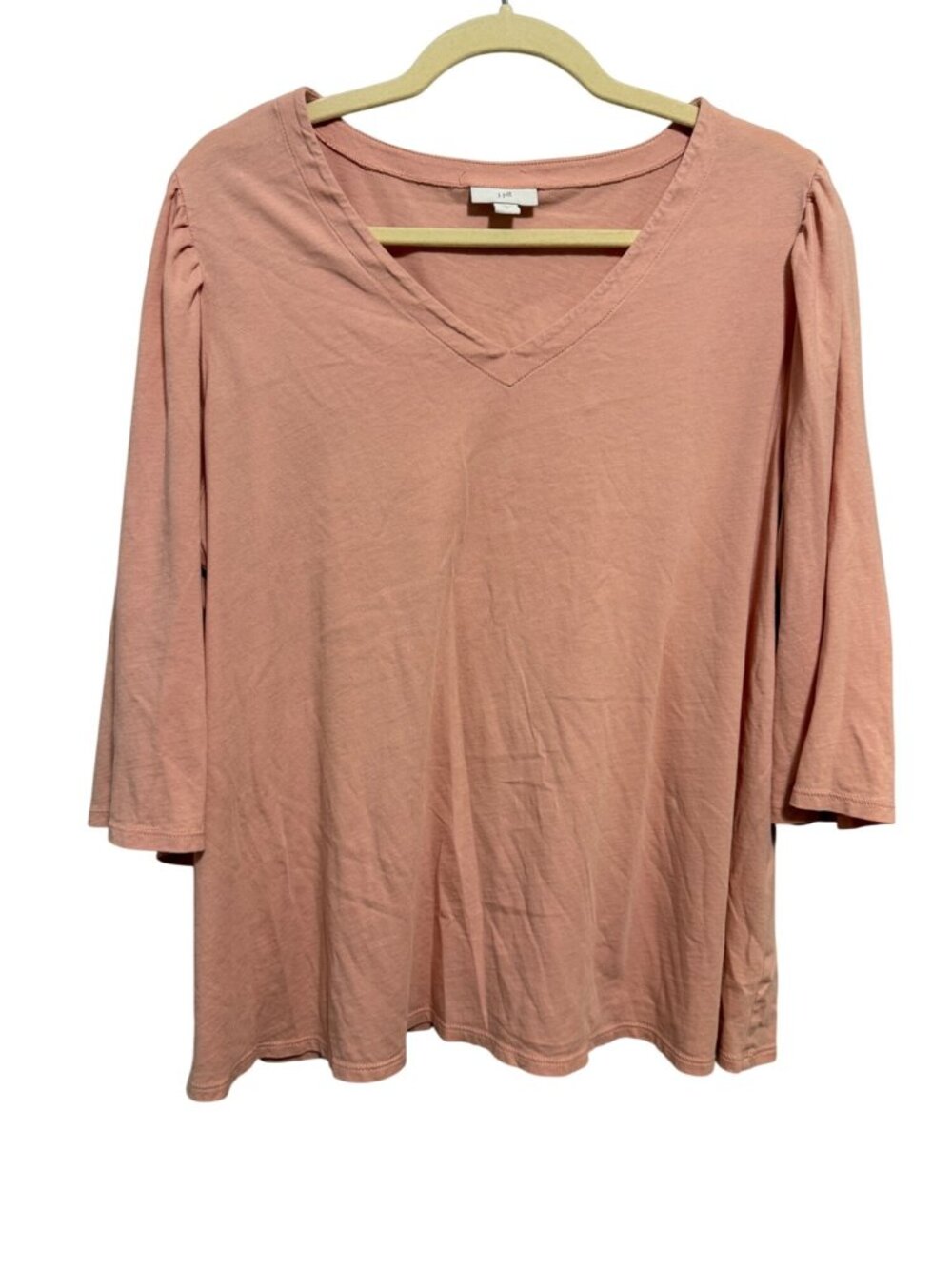 J. Jill Womens V-Neck 3/4 Sleeve Pink Top Size L
